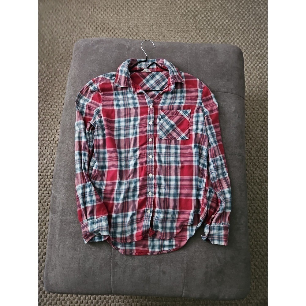 Aéropostale Red &‎ Blue Plaid Button Down Flannel Shirt - Size Medium